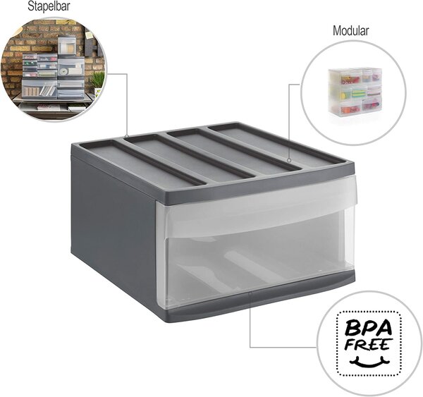 M - Zásuvka, úložný box výsuvný, antracit, Rotho SYSTEMIX (A4)