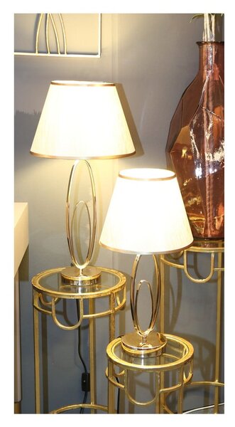 Biela stolová lampa s konštrukciou v zlatej farbe Mauro Ferretti Glam Flush