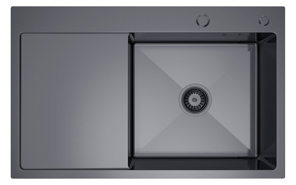 Erga HD, 1-komorový oceľový drez 780x490x210 mm, pravý, grafitová, ERG-MLS-HD7849RB