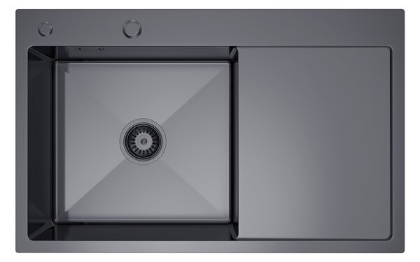 Erga HD, 1-komorový oceľový drez 780x490x210 mm, ľavý, grafitová, ERG-MLS-HD7849LB