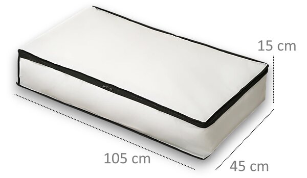 Arte Regal Textilný úložný box na uschovanie oblečenia a posteľnej bielizne, WHITE KIPIT, 105x45x15, biely