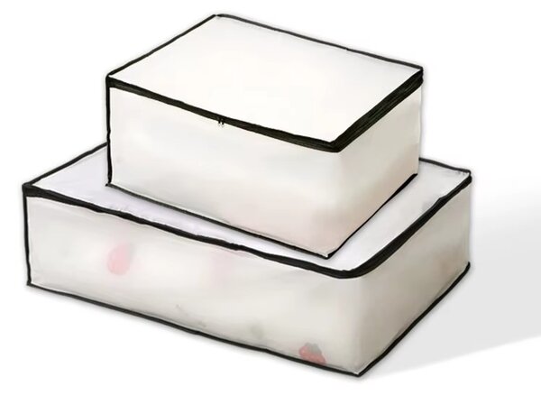 Arte Regal Textilný úložný box na uschovanie oblečenia a posteľnej bielizne, WHITE KIPIT, 45x30x20, biely