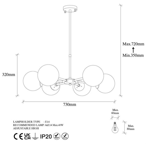 Biele/v mosadznej farbe závesné svietidlo so skleneným tienidlom ø 73 cm Akkas – Opviq lights