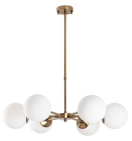 Biele/v mosadznej farbe závesné svietidlo so skleneným tienidlom ø 73 cm Akkas – Opviq lights
