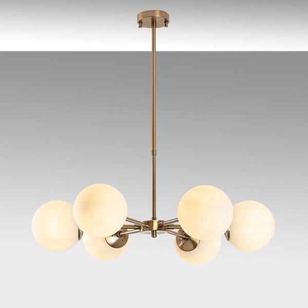 Biele/v mosadznej farbe závesné svietidlo so skleneným tienidlom ø 73 cm Akkas – Opviq lights