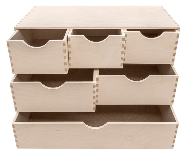 Zeller Present Drevený organizér so 6 zásuvkami na písacie a kancelárske potreby ZELLER 40 x 20 x 28 cm