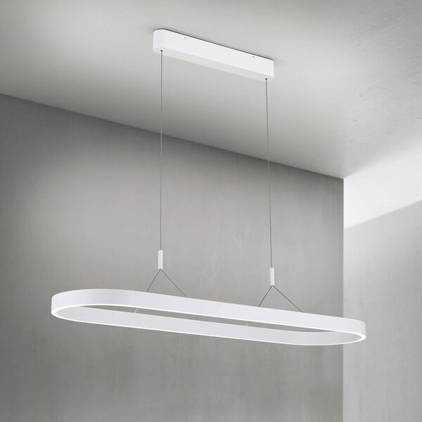 ORION Závesné svetlo Carrara LED, biele, výškovo nastaviteľné,, Biela / opálová, Obývacia izba / jedáleň, Hliník, Moderný, Závesné svietidlo