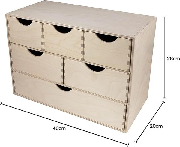 Zeller Present Drevený organizér so 6 zásuvkami na písacie a kancelárske potreby ZELLER 40 x 20 x 28 cm