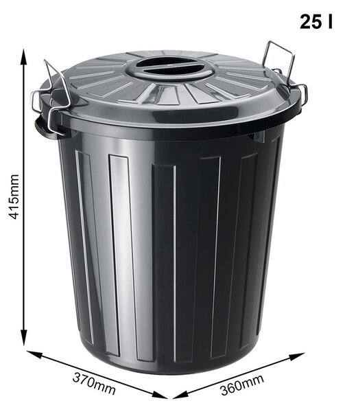 Rotho Odpadkový kôš s vekom a kovovými zámkami MINI POPOLNICA 25l