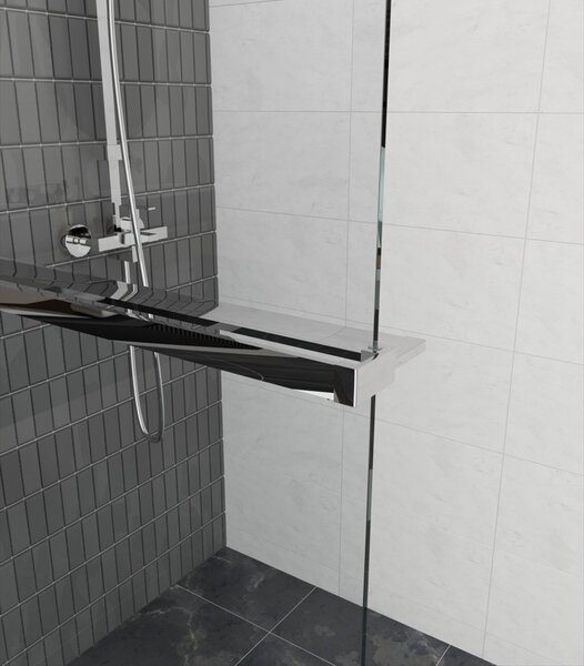 Erga Paris, polička/držiak na uteráky pre sprchovú zástenu (max. 140cm), chrómová, ERG-V02-PARIS-SHELF-CR