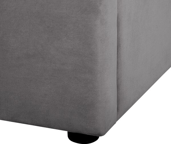 Posteľ s úložným priestorom sivá zamatové čalúnenie 180 x 200 cm prešívané čelo lamelový rošt glamour dizajn