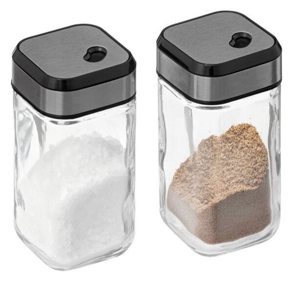 5Five® Hranatá sklenená korenička s multifunkčným nerezovým viečkom INOX, 100ml