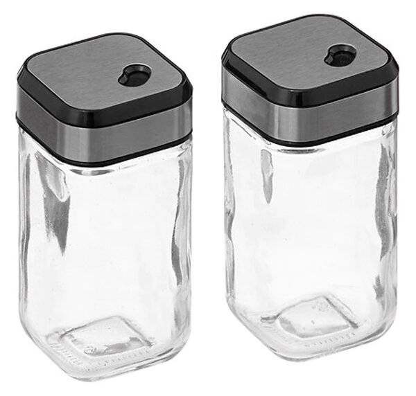 5Five® Hranatá sklenená korenička s multifunkčným nerezovým viečkom INOX, 100ml