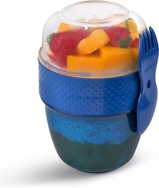SISTEMA Krabička na jogurt a müsli, 2 komory+lžíce, SISTEMA, mix barev Farba škatuliek SISTEMA: Modrá
