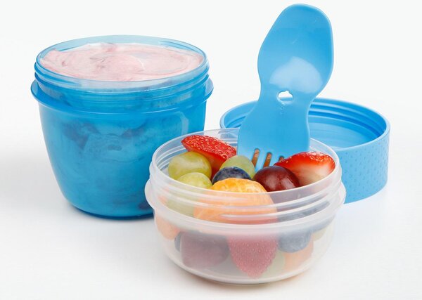 SISTEMA Krabička na jogurt a müsli, 2 komory+lžíce, SISTEMA, mix barev Farba škatuliek SISTEMA: Modrá