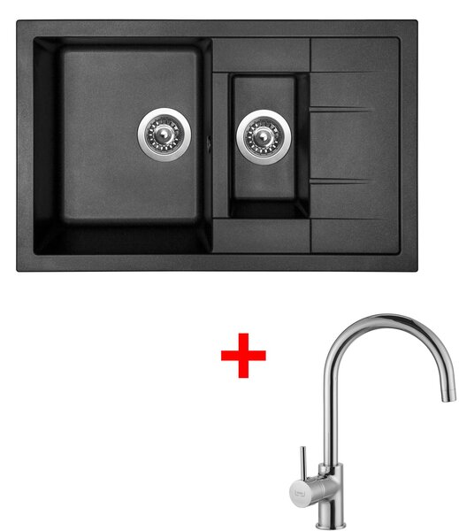 Set Sinks CRYSTAL 780.1 Metalblack + batéria VITALIA Chróm