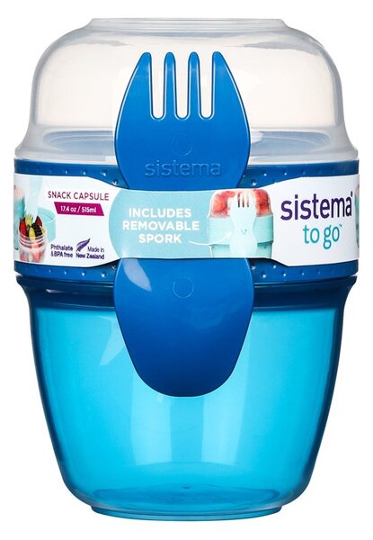 SISTEMA Krabička na jogurt a müsli, 2 komory+lžíce, SISTEMA, mix barev Farba škatuliek SISTEMA: Modrá