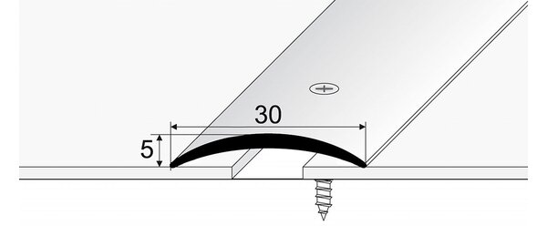 Prechodový profil 30 mm, oblý (skrutkovací) | nivelácia 0 - 3 mm Stříbro E01