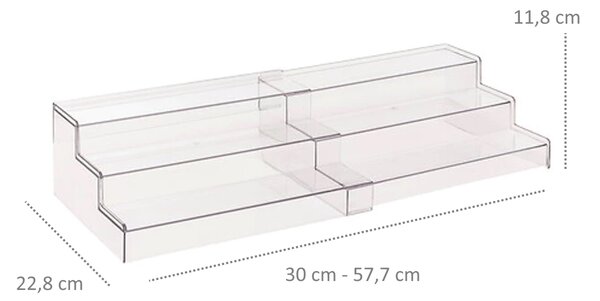 JJA Prídavná rozťahovacia polička, organizér na korenie, 3 schodíky, 31 - 58 x 23 x 12 cm