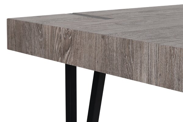 Jedálenský stôl tmavé drevo MDF doska čierne kovové nohy 150 x 90 cm obdĺžnikový moderný industriálny štýl