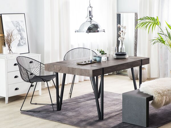 Jedálenský stôl tmavé drevo MDF doska čierne kovové nohy 150 x 90 cm obdĺžnikový moderný industriálny štýl