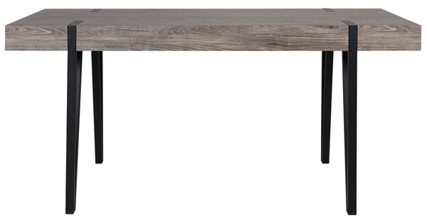 Jedálenský stôl tmavé drevo MDF doska čierne kovové nohy 150 x 90 cm obdĺžnikový moderný industriálny štýl