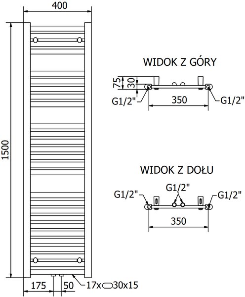 Mexen Hades, elektrické vykurovacie teleso 1500 x 400 mm, 600 W, chrómová, W104-1500-400-2600-01