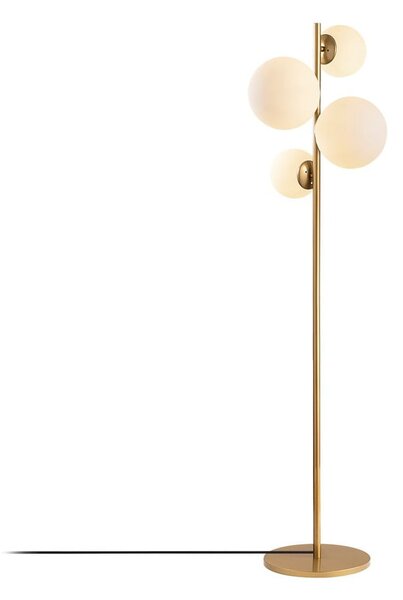 Biela/v mosadznej farbe stojacia lampa so skleneným tienidlom (výška 162 cm) Fazli – Opviq lights