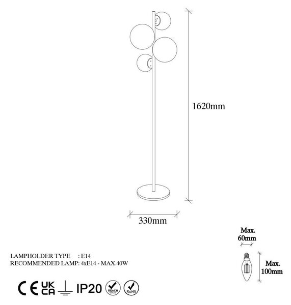 Biela/v mosadznej farbe stojacia lampa so skleneným tienidlom (výška 162 cm) Fazli – Opviq lights