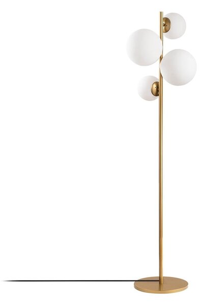 Biela/v mosadznej farbe stojacia lampa so skleneným tienidlom (výška 162 cm) Fazli – Opviq lights