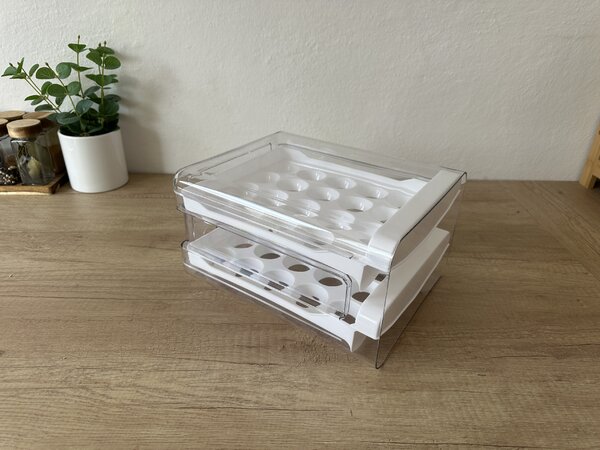 VILDE Box na vajíčka, organizér na vajcia do chladničky, 2 poschodia, na 40 vajec