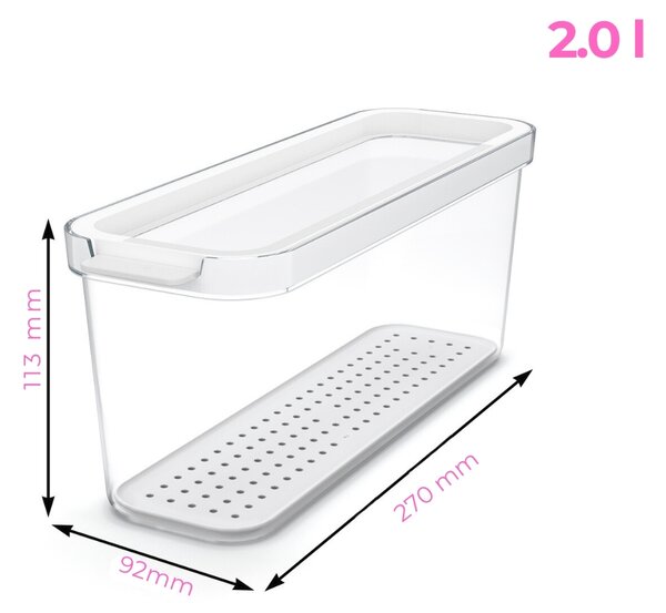 Rotho CAUMA Organizér do chladničky, 11,3 × 9,2 × 28,2 cm, 2 l, plast, 1053501100