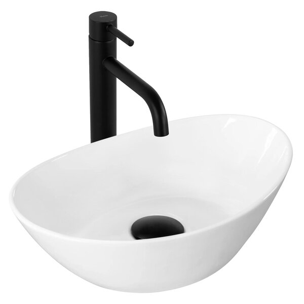 Rea Kate mini, umývadlo na dosku 365x245x130 mm, biela lesklá, REA-U6803