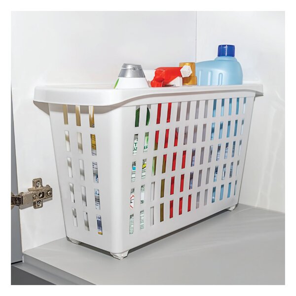 Arte Regal Úložný box s kolieskami, atypicky úzky, biely, Agnes, 20 l, 46 x 18 x 26