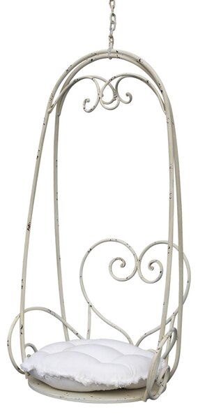 Hojdačka kovová biela s vankúšom v rustikálnom štýle Chic Antique 34205
