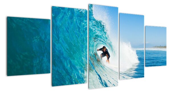 Surfer na vlne - moderný obraz (Obraz 150x70cm)
