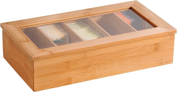 Kesper 58900 Organizér na čaje 5 priehradiek bambus 36 x 20 x 9 cm