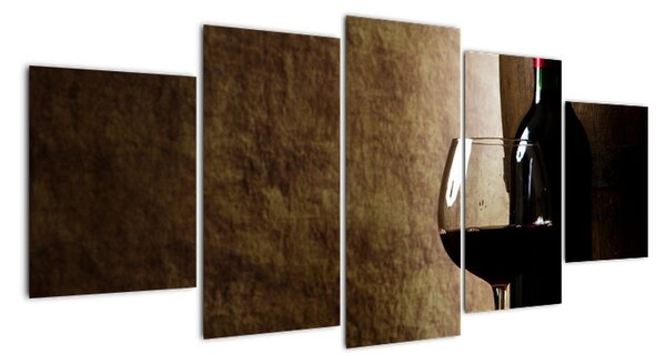 Fľaša vína - moderný obraz (Obraz 150x70cm)