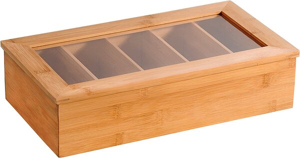 Kesper 58900 Organizér na čaje 5 priehradiek bambus 36 x 20 x 9 cm