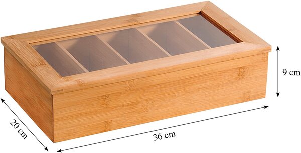 Kesper 58900 Organizér na čaje 5 priehradiek bambus 36 x 20 x 9 cm