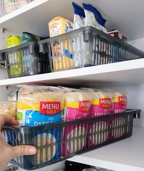 Usporadejto.cz Úložný kôš, box a organizér extra hlboký 50cm x 20cm INVA, dymový