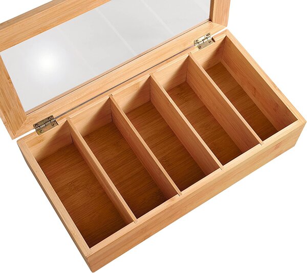 Kesper 58900 Organizér na čaje 5 priehradiek bambus 36 x 20 x 9 cm