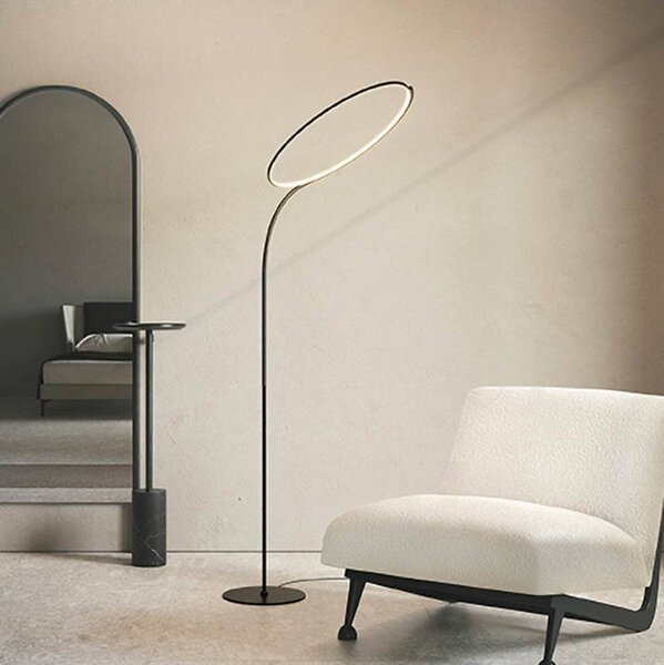 Kdln LED stojacia lampa Poise, čierna, výška 196 cm, stmievač, Čierna, Obývacia izba / jedáleň, kov, Dizajn