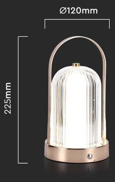 Zlatá LED stolová nabíjacia lampa 225mm 1W – LED lampičky a baterky > Stolové LED lampičky