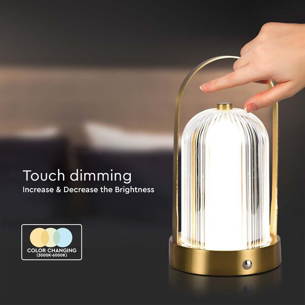 Zlatá LED stolová nabíjacia lampa 225mm 1W – LED lampičky a baterky > Stolové LED lampičky