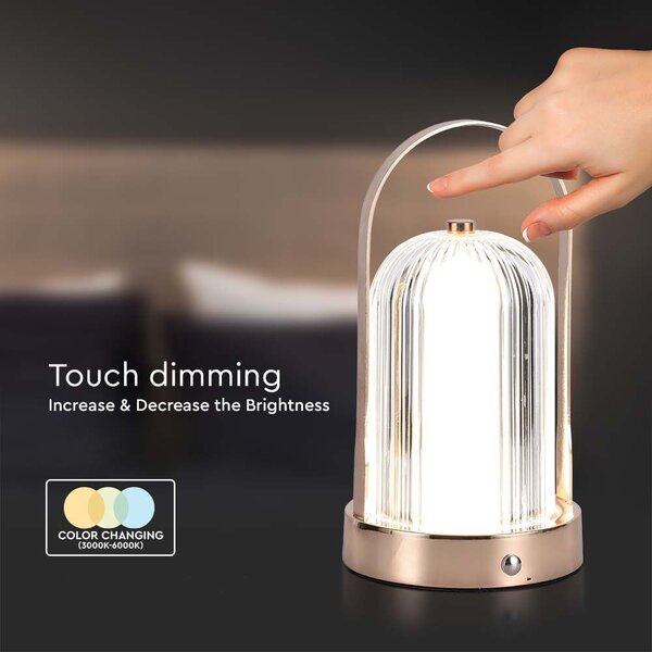 Bronzová LED stolová nabíjacia lampa 225mm 1W – LED lampičky a baterky > Stolové LED lampičky