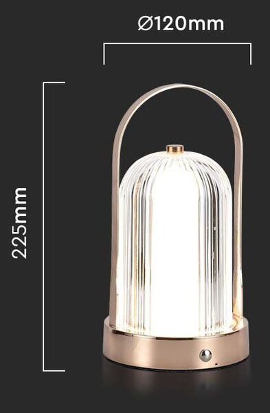Bronzová LED stolová nabíjacia lampa 225mm 1W – LED lampičky a baterky > Stolové LED lampičky