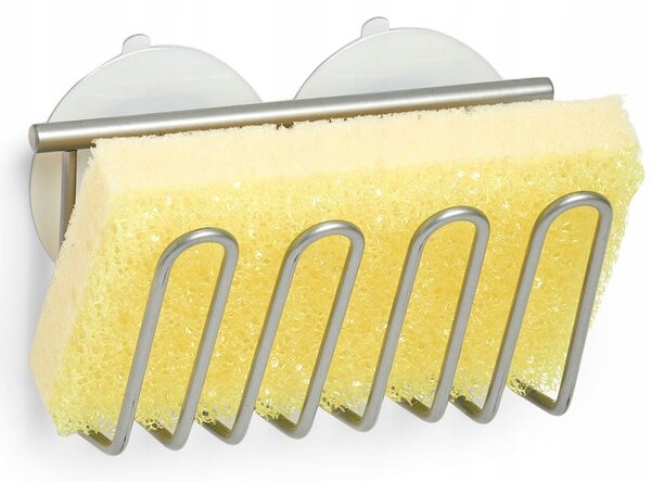 Zeller Present Držiak na hubku do drezu, kovový s 2 prísavkami, 12 x 6 cm SPONGE