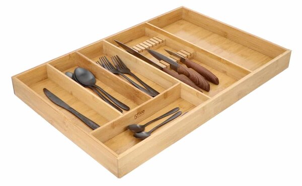 5Five® Organizér na príbory, bambusový príborník s priestorom na nože TIROIR, 58 x 38 cm