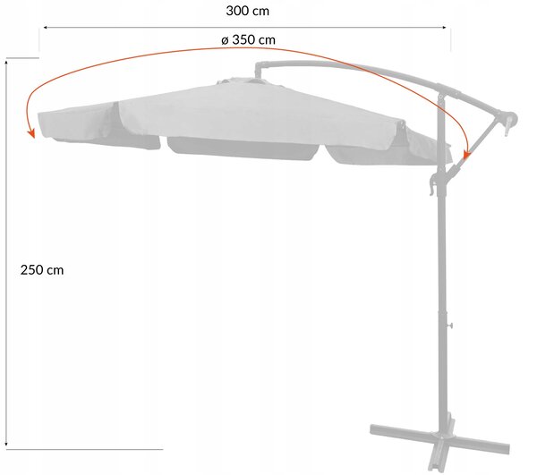 Dekorstudio Veľký záhradný slnečník Dallas- 350 cm - tmavo sivý